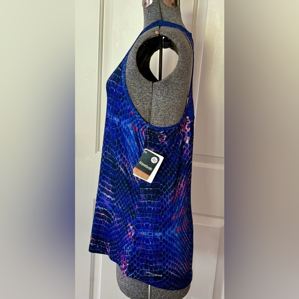 Reebok Blue & Pink Patterned Racerback Tank Top - Picture 4 of 7